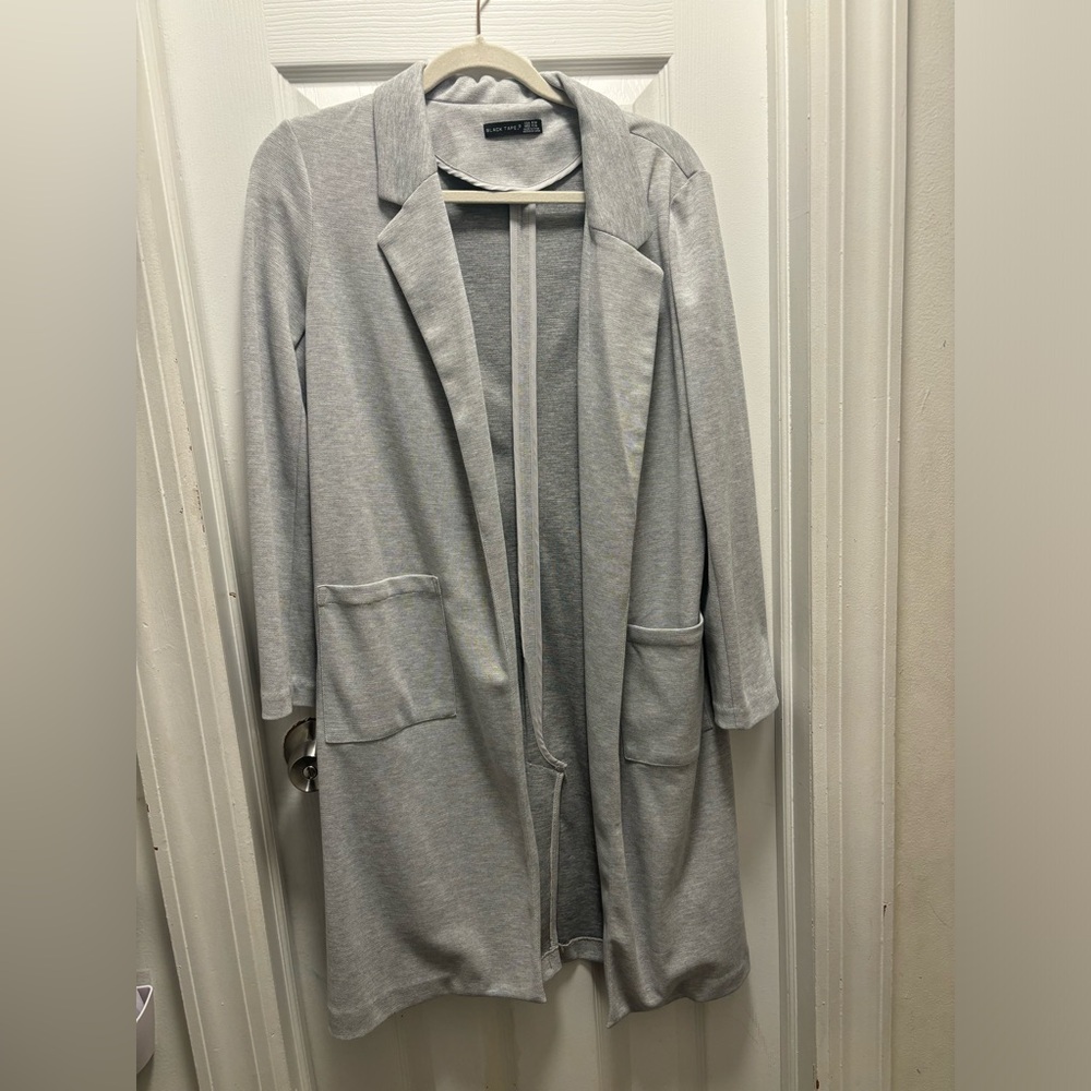 Black Tape Gray Long Cardigan
